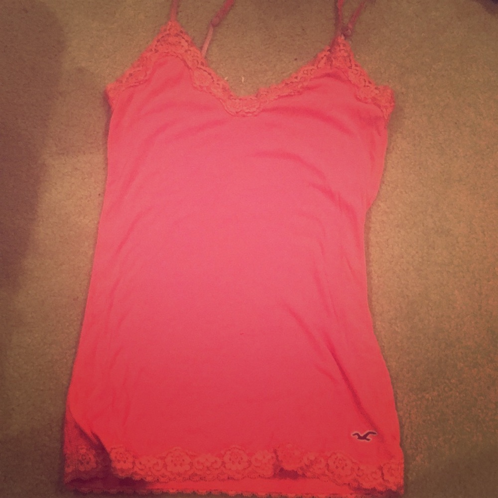 Coral cami with lace
